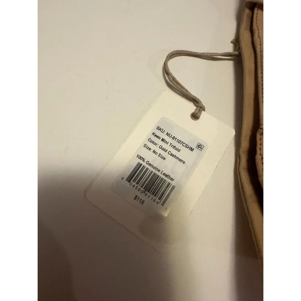 NWT Hobo Keen Mini Trifold Wallet In Gold Cashmere Geniune Leather